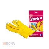 Перчатки хозяйственные резиновые с х/б напылением желтые S York